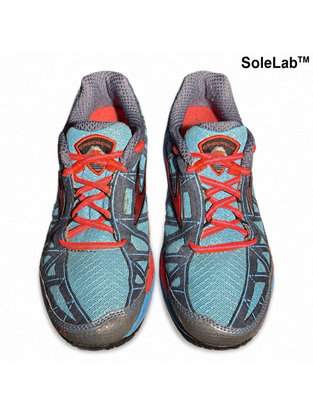 Brooks Cascadia 8 Womens 9 B Blue Red Trail Running Hiking Shoes 1201271B405 - Picture 2 of 7